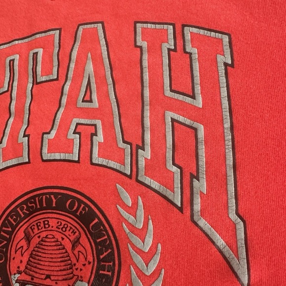 Vintage 90s Utah University Sweatshirt Russell Athletic XL Red Made USA Crewneck - Picture 5 of 13